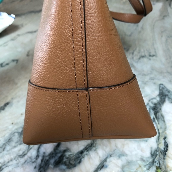 NWT Michael Kors large pebbled leather tote Willie dark tan caramel open top - Picture 4 of 11